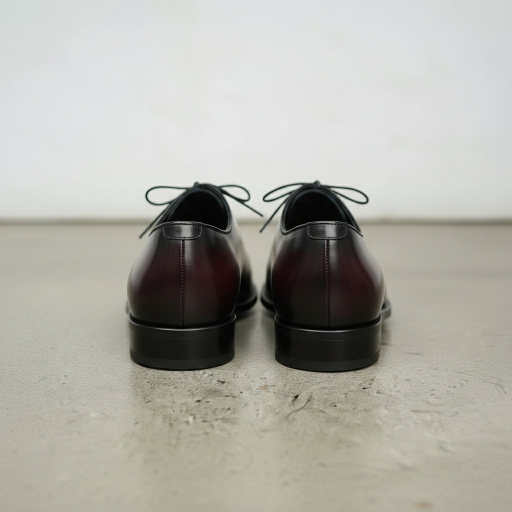 Handmade Men's Dark Burgundy Oxfords Dress Shoes, Burgundy Formal Shoes