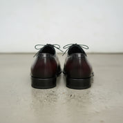 Handmade Men's Dark Burgundy Oxfords Dress Shoes, Burgundy Formal Shoes
