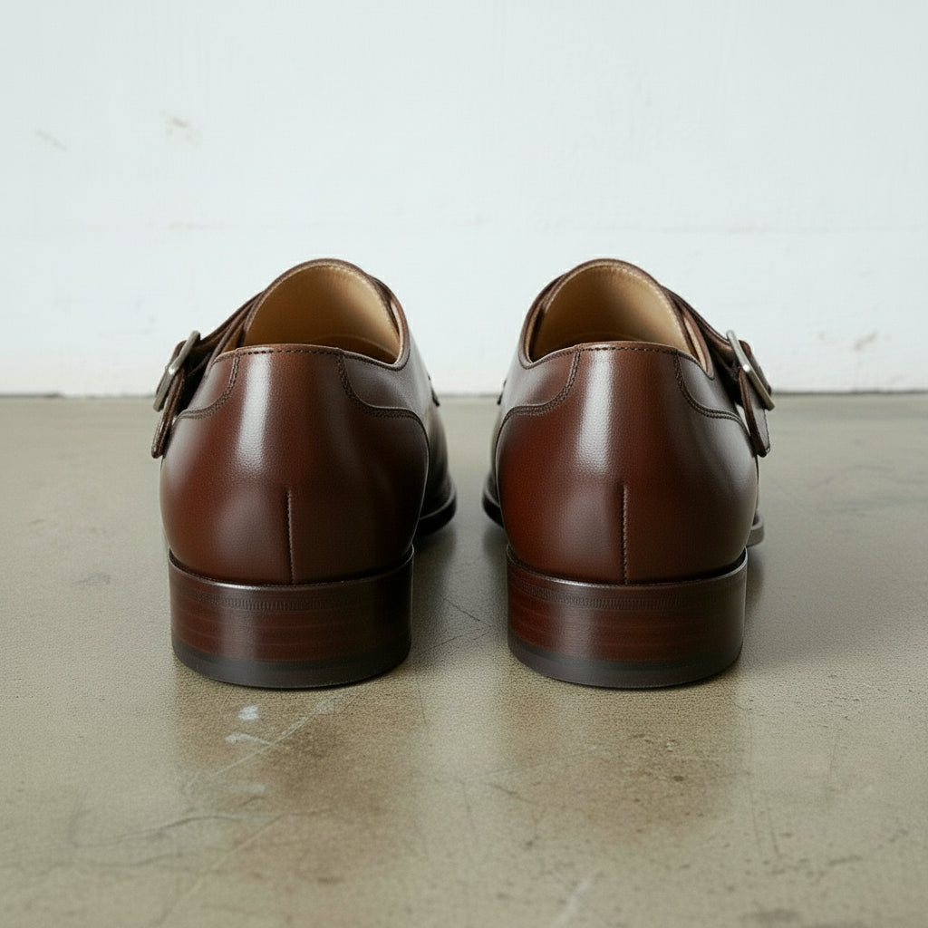 Men's Brown Monk Strap Leather Dress Shoes