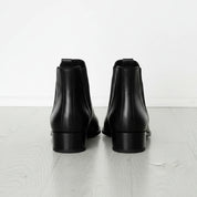 Handcrafted Men's Black Leather Chelsea Boots with Pointed Toe
