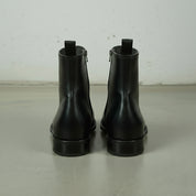 Men's Black Full-Grain Leather High Ankle Boots with Side Zippers