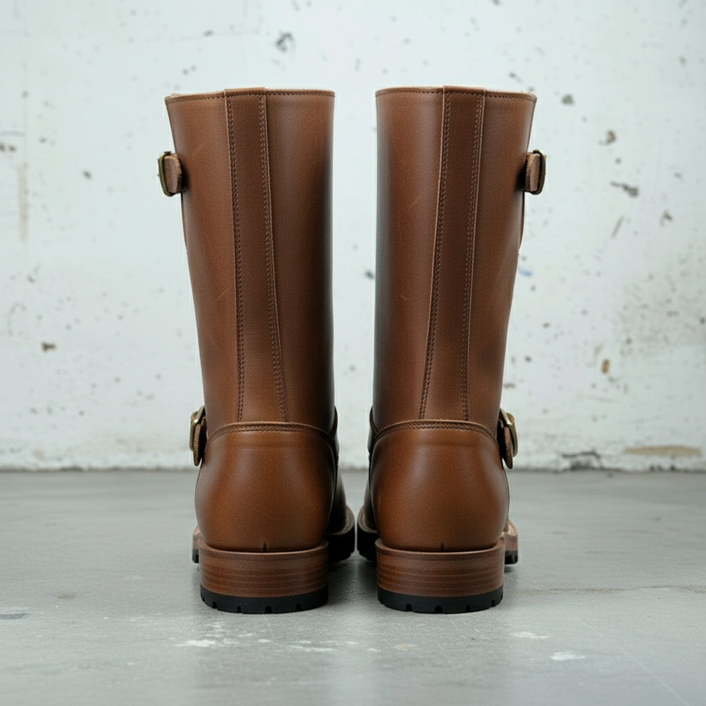 Handmade Mens Antique Brown Leather Biker Boots Men Leather Motorcycle Boot
