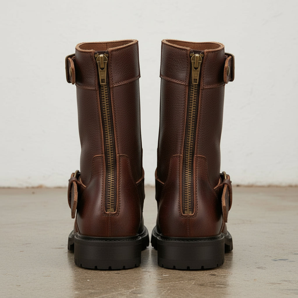 Men's Calf Leather Motorcycle Boots - Protective Moto Footwear