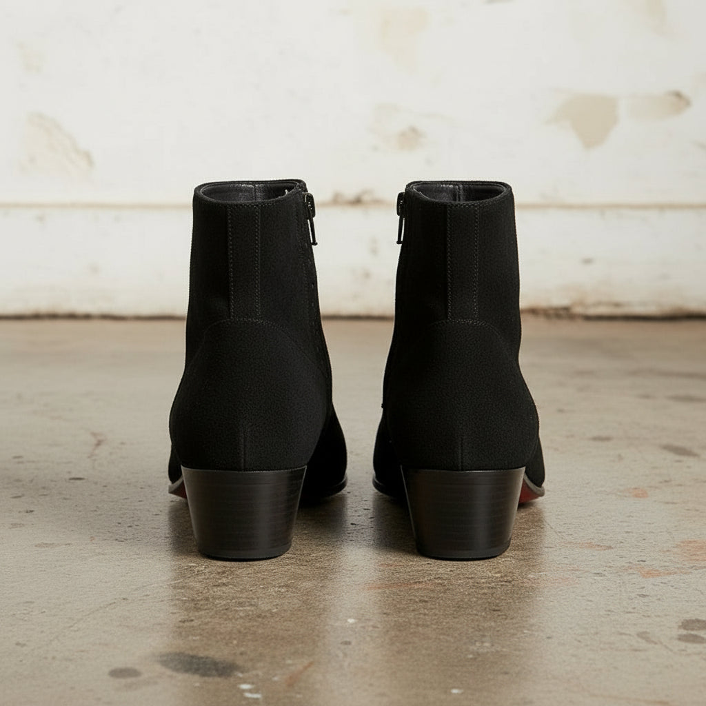 Handmade Black Suede Men's Ankle Boots
