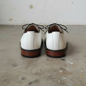 Men's White Lace-Up Full-Grain Leather Oxfords