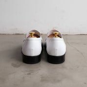 Men's White Handmade Full-Grain Leather Penny Loafers