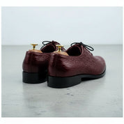 Handcrafted Men's Burgundy Alligator Leather Oxford Shoes