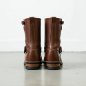 Men's Brown Plain-Toe Leather Biker Boots