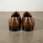 Men's Brown Cap-Toe Ostrich-Embossed Leather Oxfords