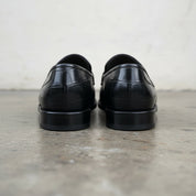Men's Black Alligator-Embossed Leather Penny Loafers