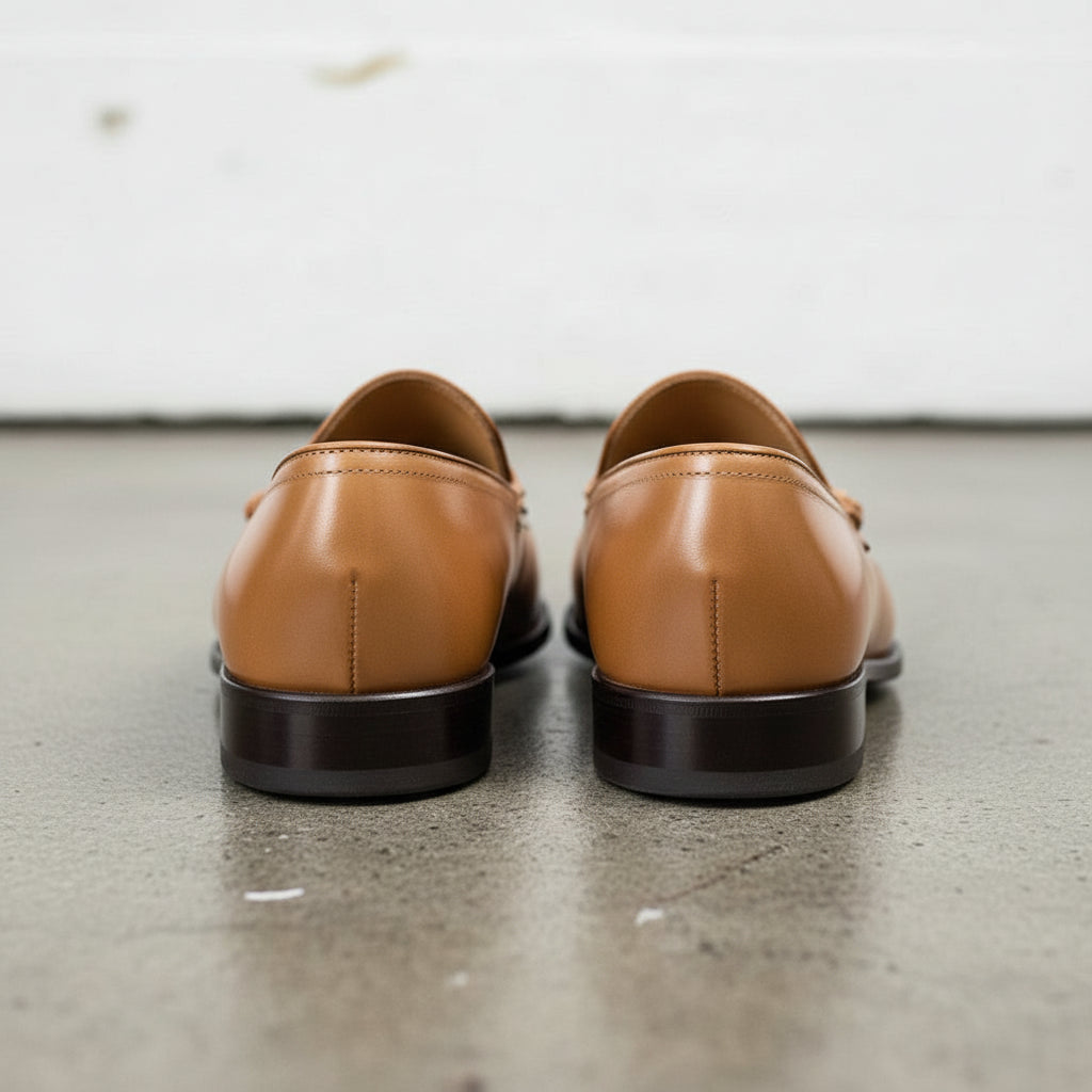 Men's Rich Tan Tassel Loafer Handcrafted Calf Leather Dress Shoes