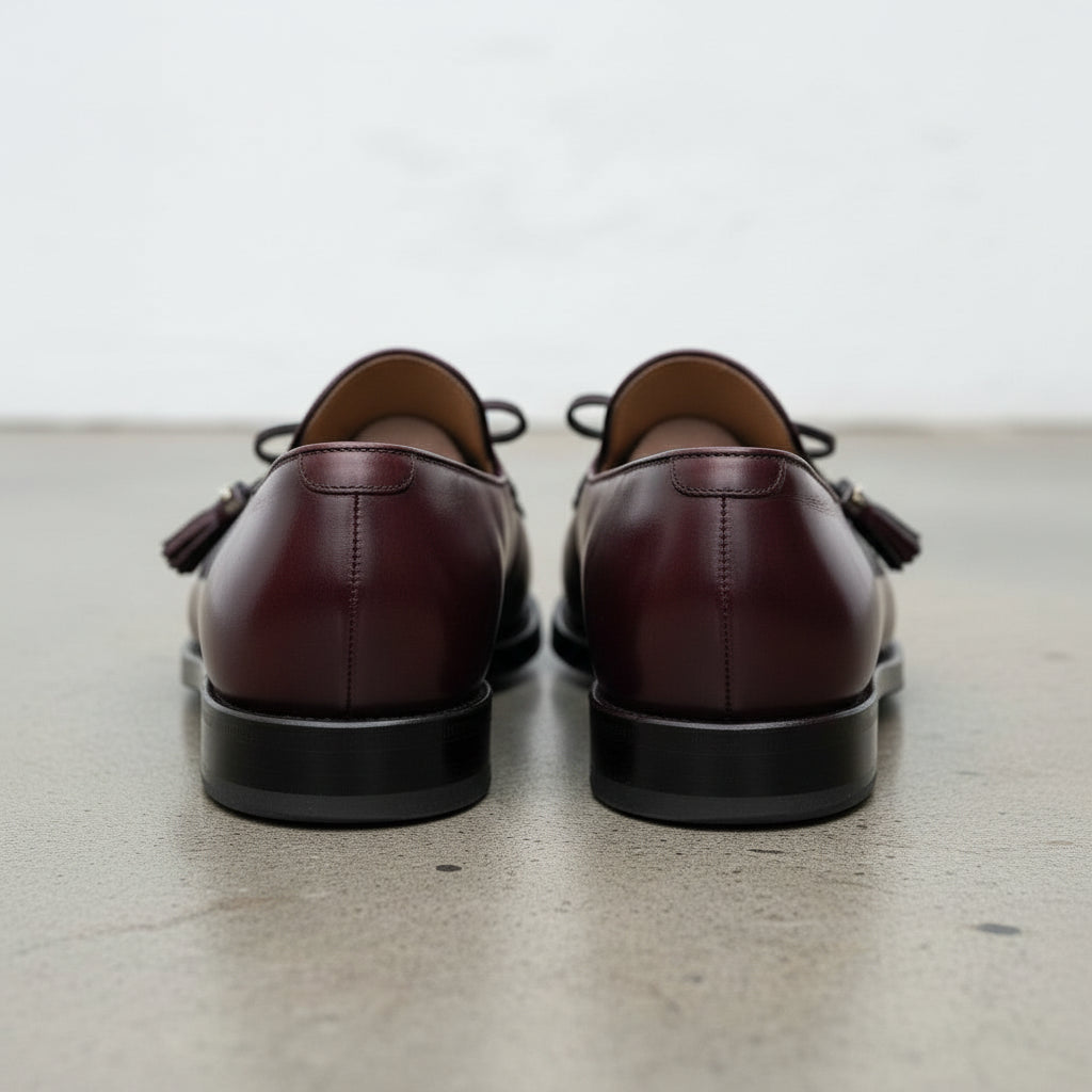Men's Burgundy Fringe Leather Tassel Loafers