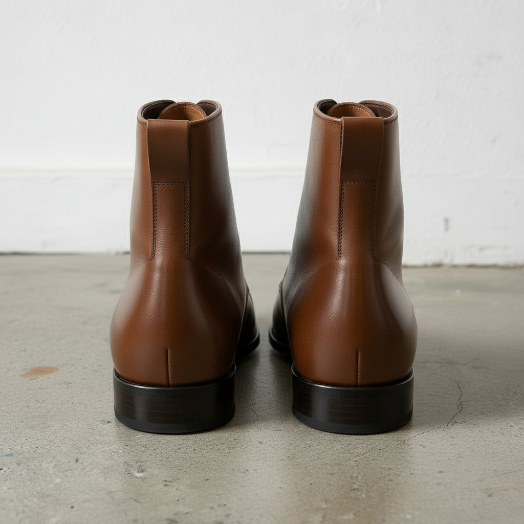 Handcrafted Men's Brown Leather Ankle Boots