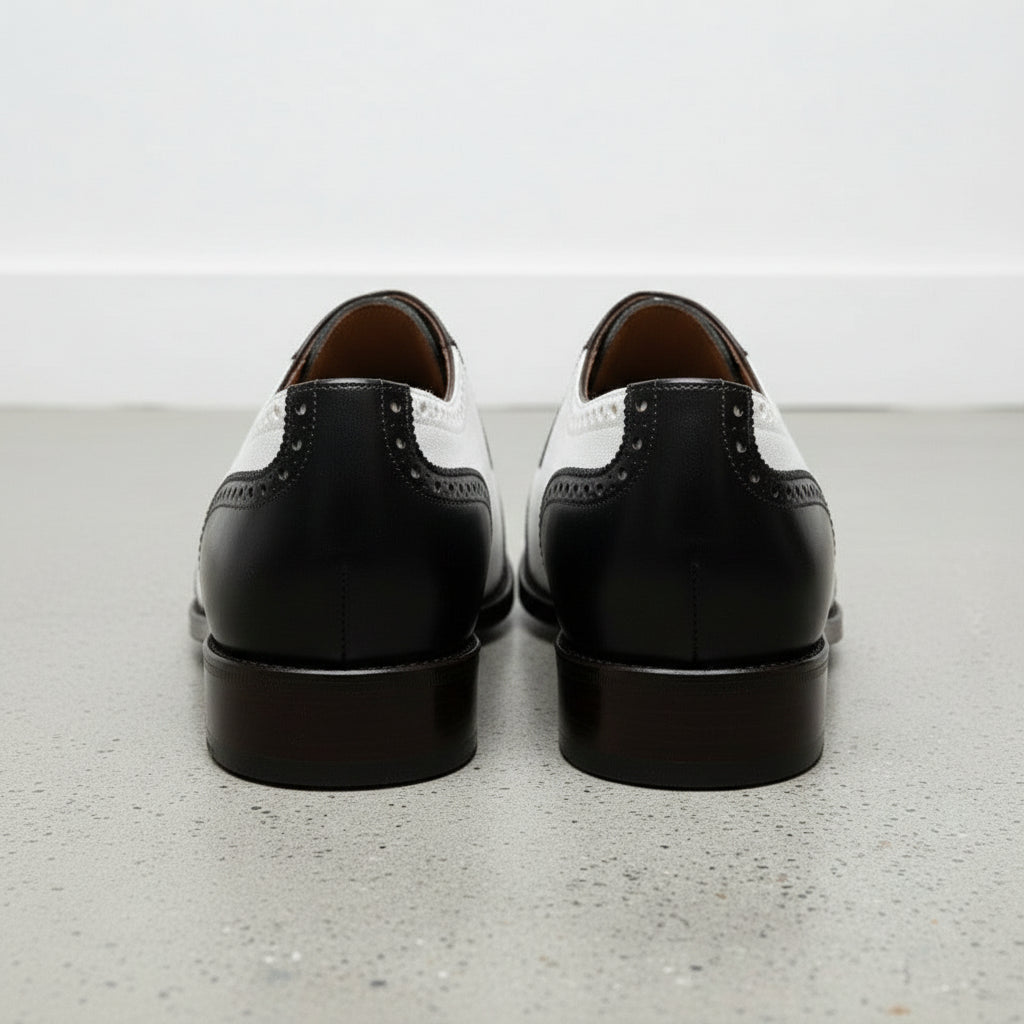 Handmade Mens Two Tone Formal Shoes, Black and White Spectator Shoes