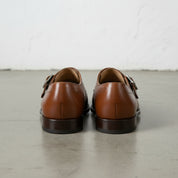 Men's Brown Plain-Toe Leather Monk Strap Shoes