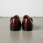 Men's Burgundy Plain-Toe Leather Monk Strap Shoes