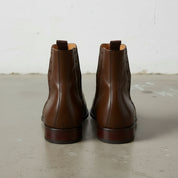 Men's Brown Plain-Toe Leather Chelsea Boots
