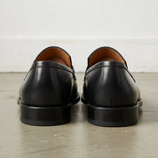 Men's Black Cap-Toe Leather Penny Loafers