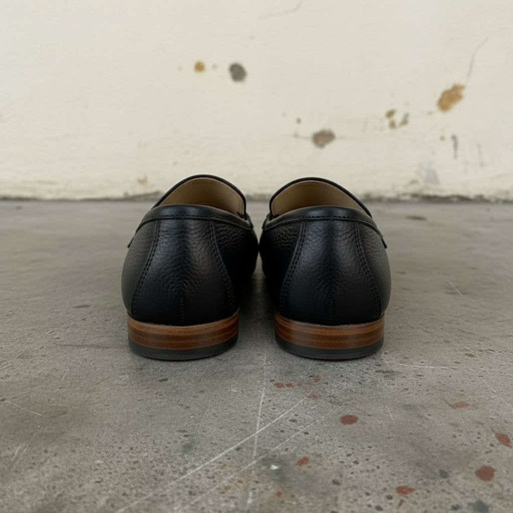 Handcrafted Men's Black Leather Moccasin Loafers