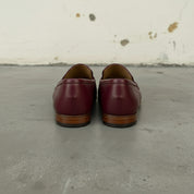 Handcrafted Men's Burgundy Leather Moccasin Loafers