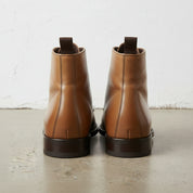 Men's Tan Cap-Toe Leather Ankle Boots