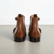 Men's Brown Leather Monk Strap Boots
