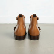 Men's Tan Leather Monk Strap Boots