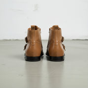 Men's Tan Leather Double Monk Ankle Boots