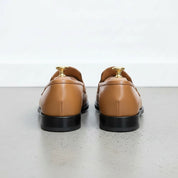 Men's Tan Apron-Toe Leather Penny Loafers