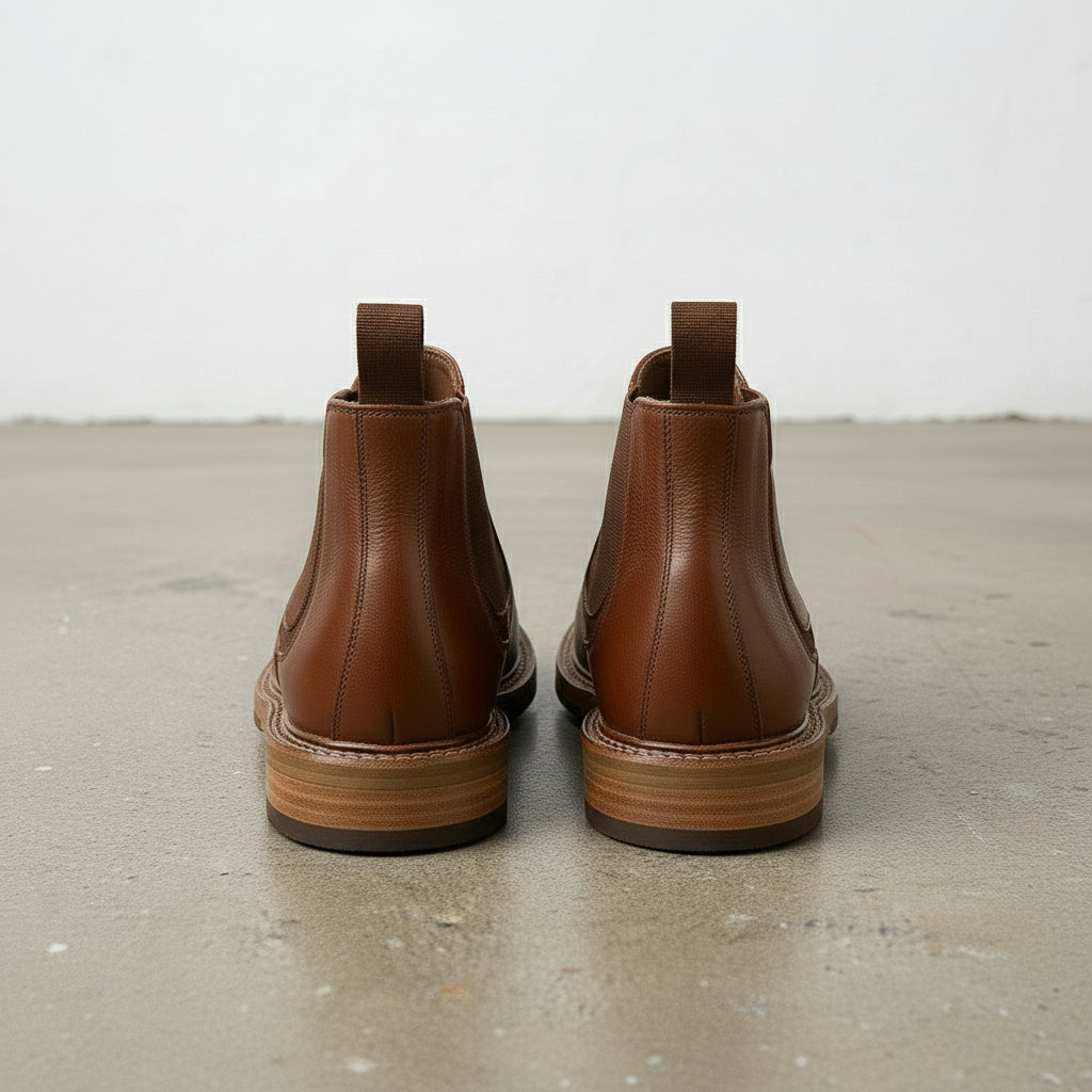 Men's Brown Pebbled Leather Chelsea Boots