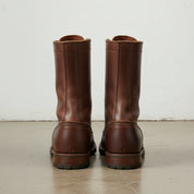 Men's Brown Cap-Toe Leather Combat Boots