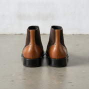Men's Dark Brown and Brown Wingtip Leather and Suede Chelsea Boots — Crowhurst