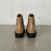 Men's Tan Pointed-Toe Leather Chelsea Boots