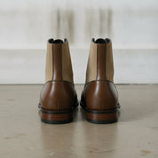 Men's Brown and Tan Cap-Toe Leather Lace-Up Boots