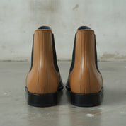 Men's Tan Plain-Toe Leather Chelsea Boots