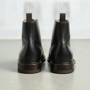 Men's Black Cap-Toe Leather Derby Ankle Boots