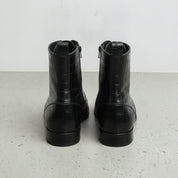 Men's Black Crocodile-Embossed Leather Lace-Up Boots