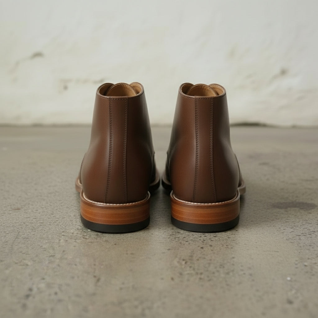 Men's Brown Apron-Toe Leather Chukka Boots
