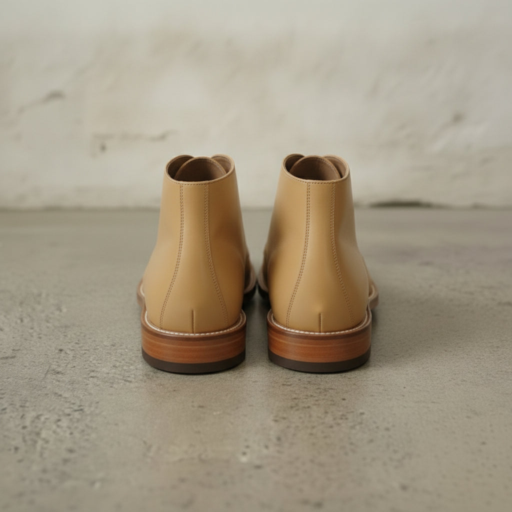 Men's Tan Apron-Toe Leather Chukka Boots