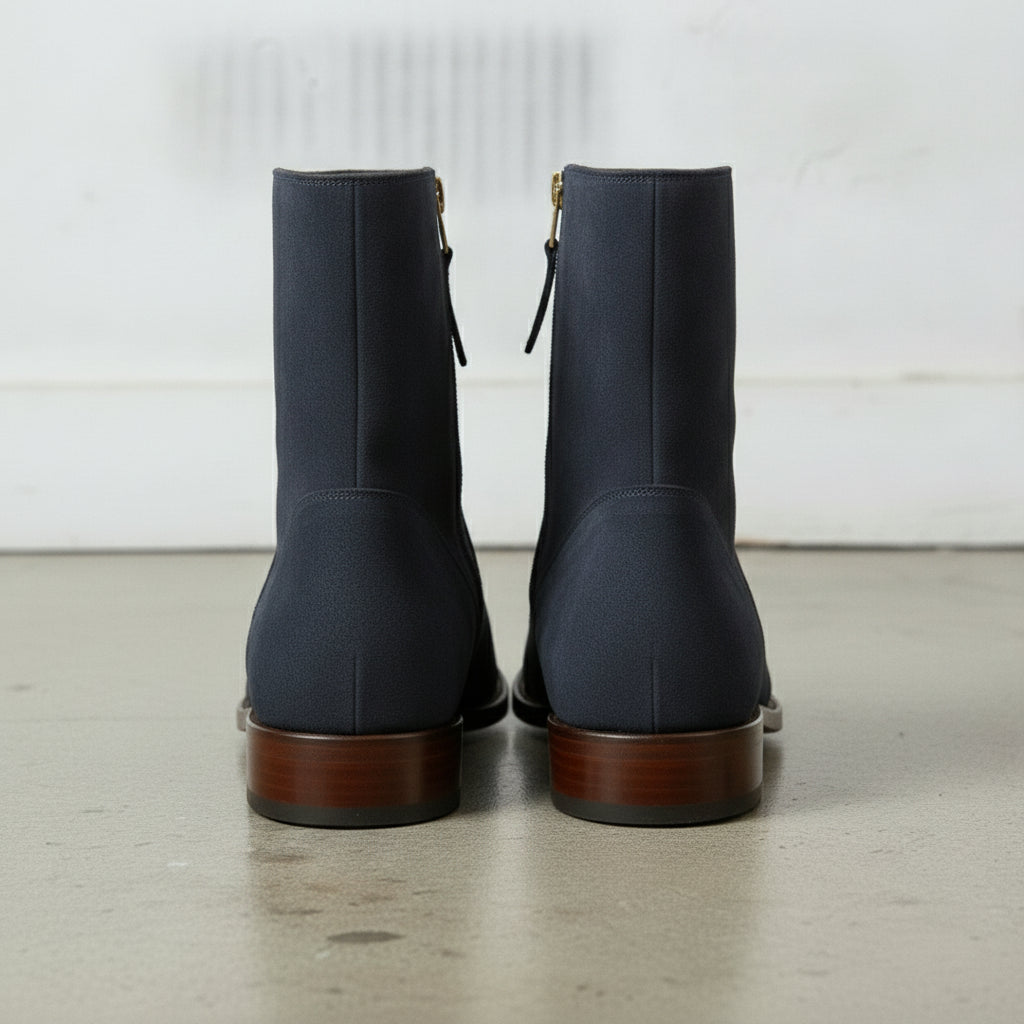 Men's Navy Blue Plain-Toe Suede Ankle Boots