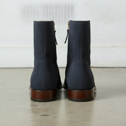 Men's Navy Blue Plain-Toe Suede Ankle Boots