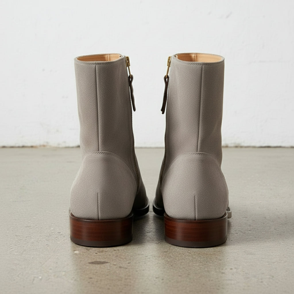 Men's Light Gray Plain-Toe Suede Ankle Boots