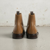 Men's Tan Cap-Toe Leather Derby Ankle Boots