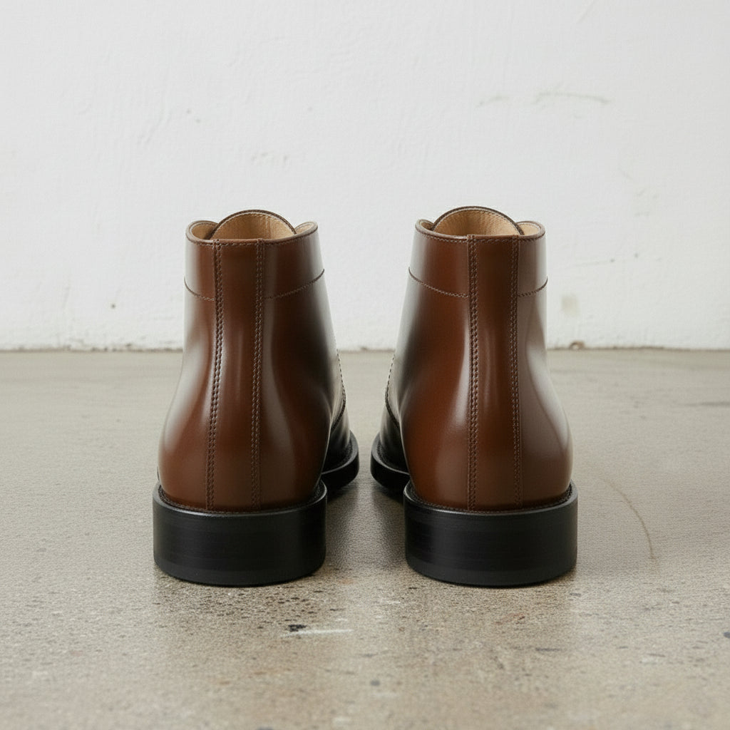 Men's Brown Patent Leather Chukka Boots