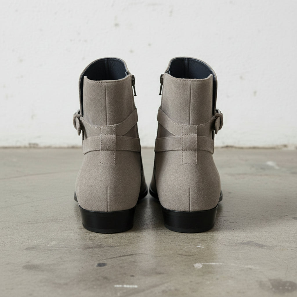 Men's Light Gray Suede Jodhpur Boots