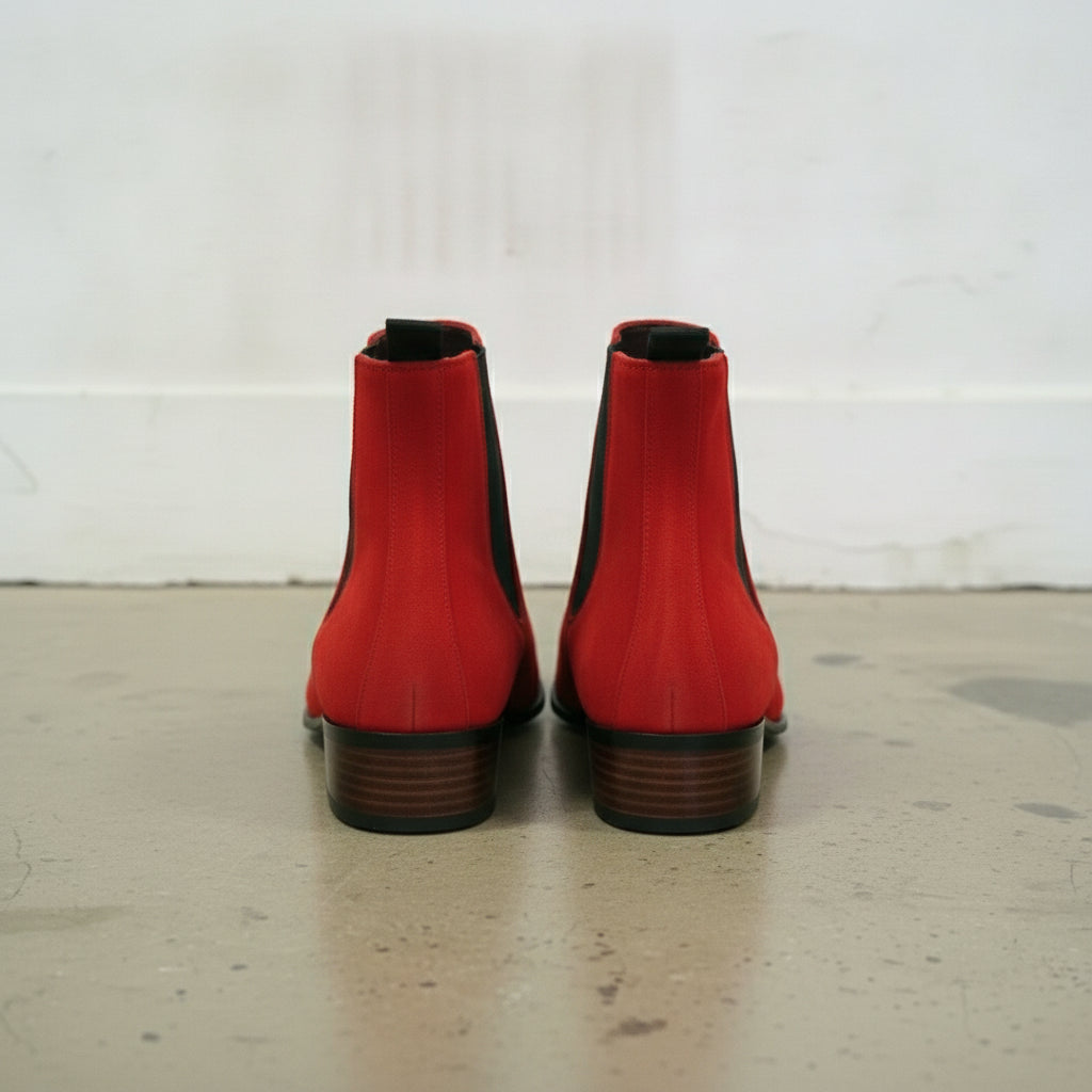 Men's Red Suede Chelsea Boots