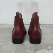 Men's Red and Black Plain-Toe Leather Chelsea Boots