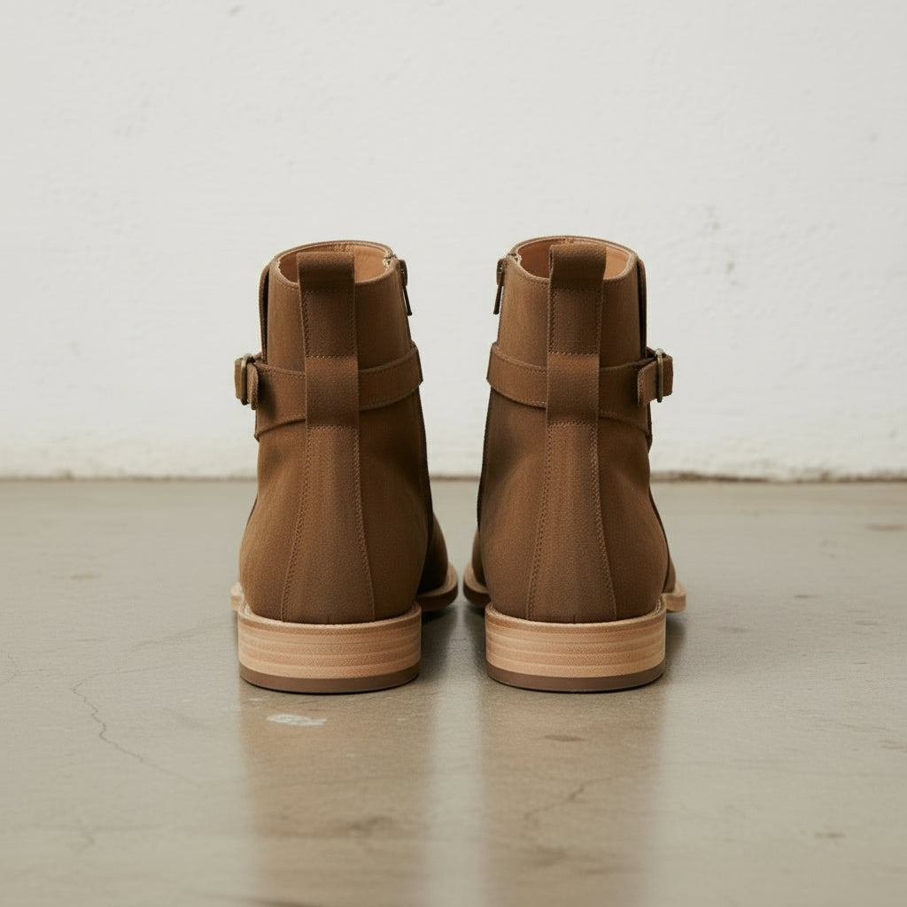 Men's Brown Plain-Toe Suede Jodhpur Ankle Boots