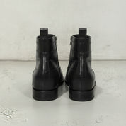 Men's Black Crocodile-Embossed Leather Ankle Boots