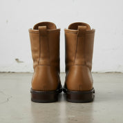Men's Tan Plain-Toe Leather Combat Boots